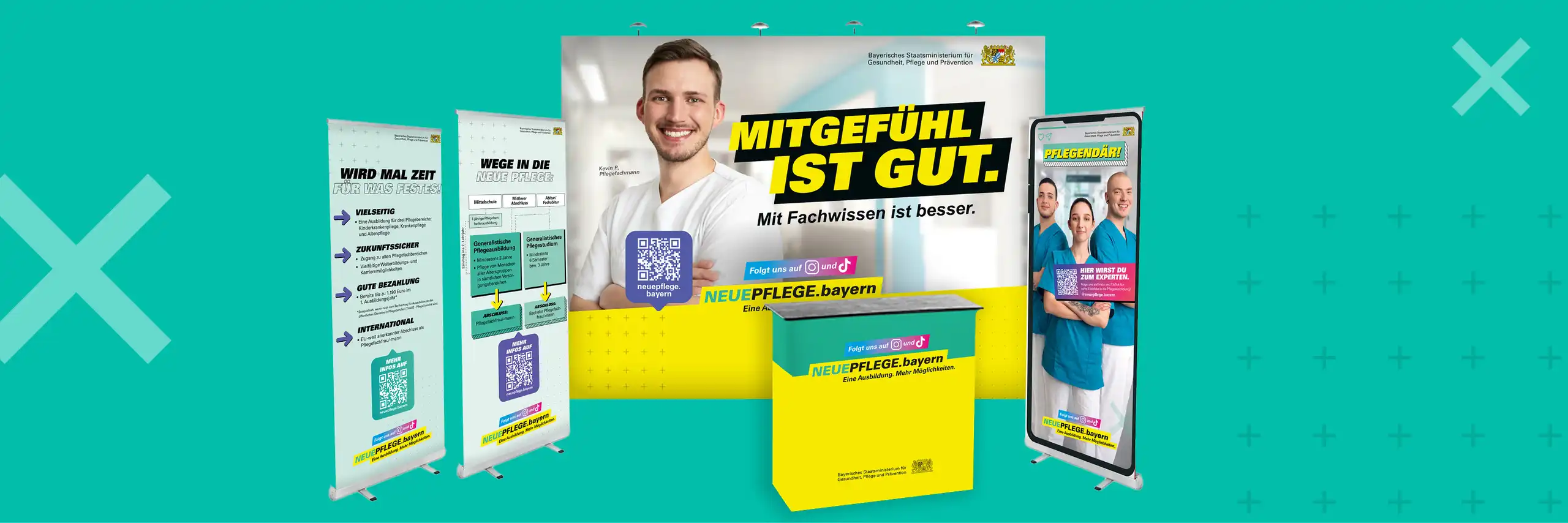 Messestand und Materialien