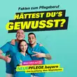 Schriftzug "Fakten zum Pflegeberuf: Hättest Du's gewusst?" mit drei Pflegern